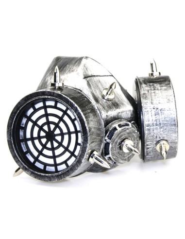Masque à gaz et lunettes Rivets Silver Argenté