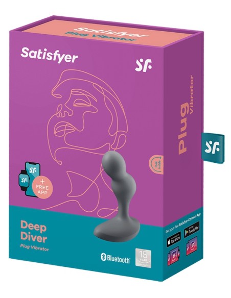 Plug vibrant connecté Deep Diver Satisfyer 8 x 3.3cm Noir