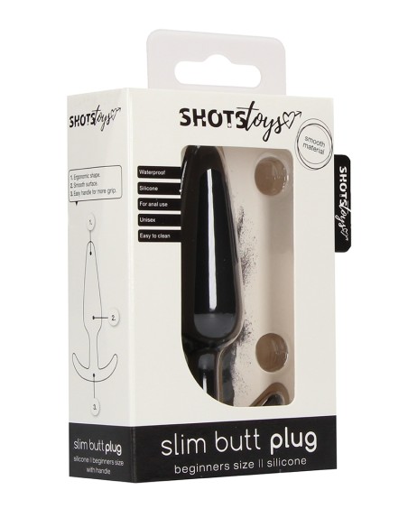 Plug en silicone Slim Butt 7.5 x 2cm Noir Plug en silicone Slim Butt 7.5 x 2cm Noir