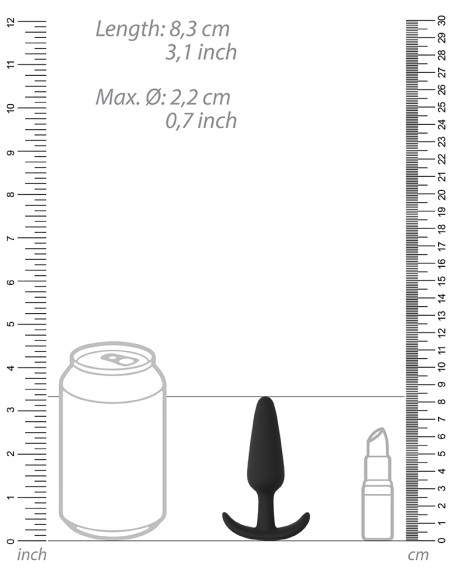 Plug en silicone Slim Butt 7.5 x 2cm Noir Plug en silicone Slim Butt 7.5 x 2cm Noir
