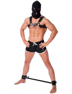 Barre en métal réglable avec menottes en cuir - 65 à 120cm