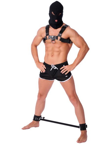 Barre en métal réglable avec menottes en cuir - 65 à 120cm