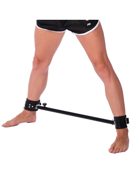 Barre en métal réglable avec menottes en cuir - 65 à 120cm