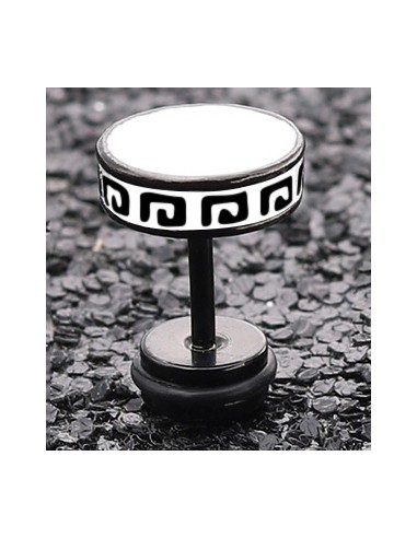 Clou d'oreille FLAT ETHNIC Noir-Blanc