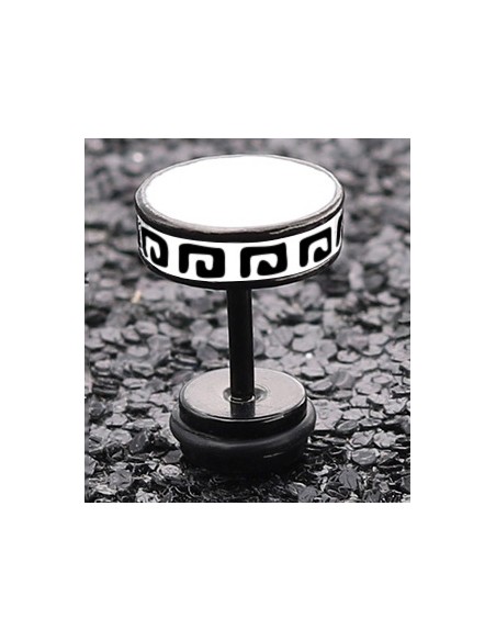 Clou d'oreille FLAT ETHNIC Noir-Blanc