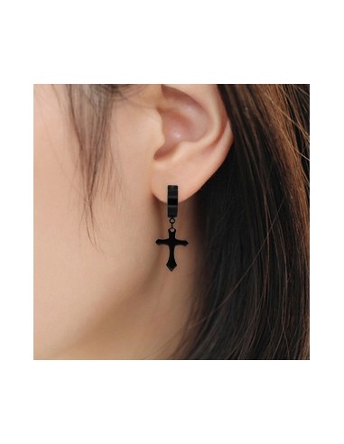 Boucle d'oreille CROSS Noire