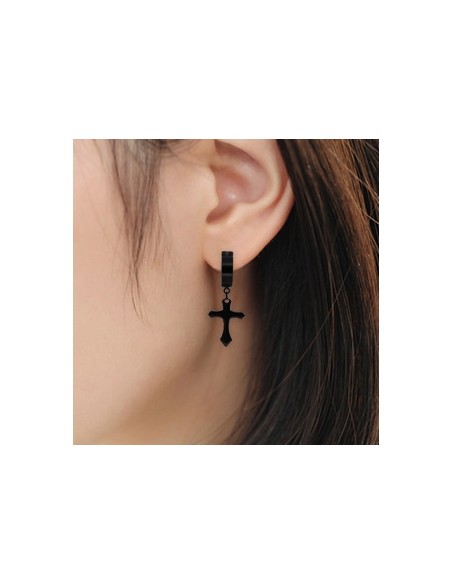 Boucle d'oreille CROSS Noire