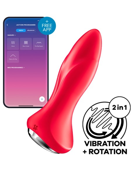 Plug vibrant connecté Rotator 1 Satisfyer 10 x 4cm Rouge