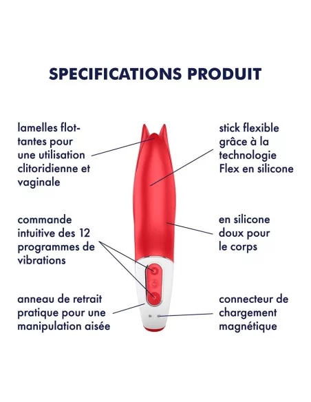 Vibromasseur Power Flower - 18.5 x 5 cm