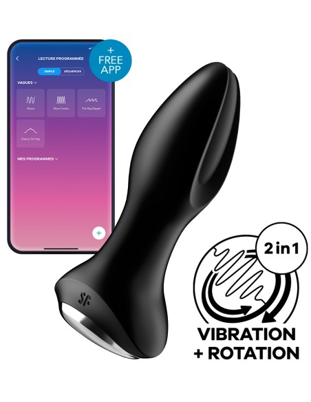 Plug vibrant connecté Rotator 2 Satisfyer 10 x 4cm Noir