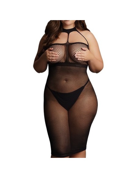 Robe Résille Grande taille HIGH NECK Noire