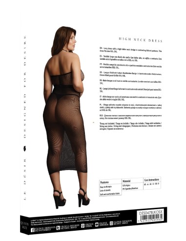 Robe Résille Grande taille HIGH NECK Noire