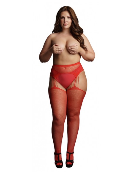 Collants à jarretelles RHINESTONE Rouges Collants à jarretelles RHINESTONE Rouges