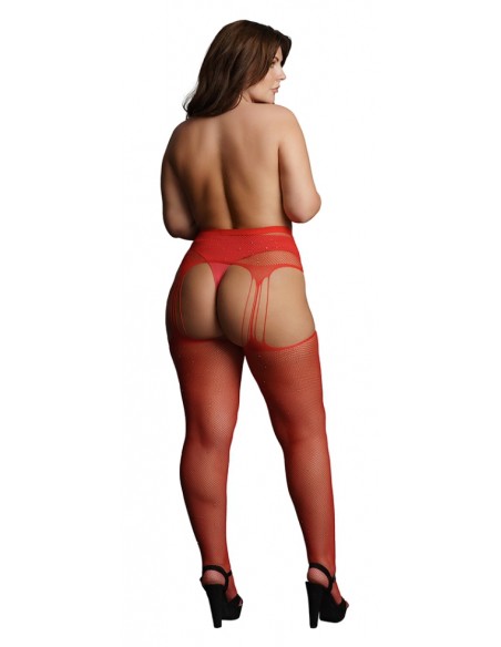 Collants à jarretelles RHINESTONE Rouges Collants à jarretelles RHINESTONE Rouges