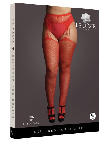 Collants à jarretelles RHINESTONE Rouges