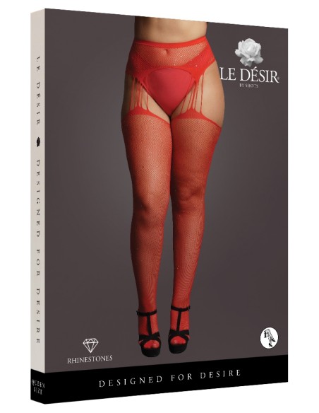 Collants à jarretelles RHINESTONE Rouges Collants à jarretelles RHINESTONE Rouges