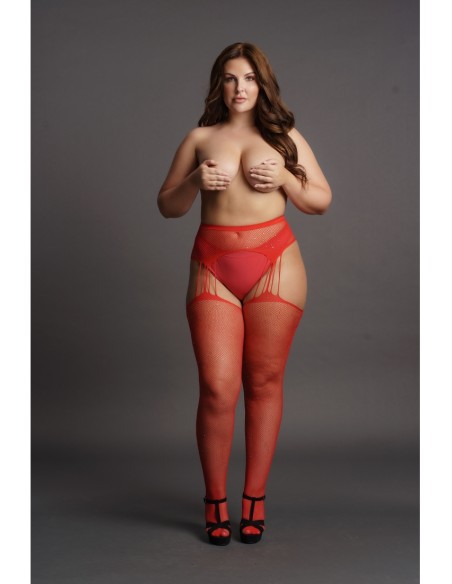 Collants à jarretelles RHINESTONE Rouges Collants à jarretelles RHINESTONE Rouges