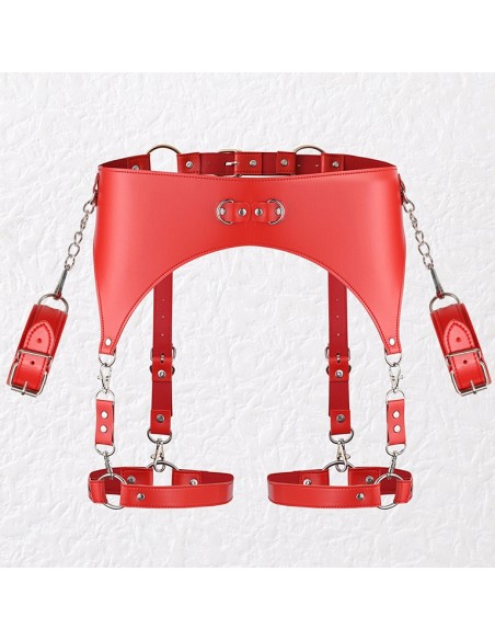 Ceinture Porte-Jarretelles et Menottes Rouge Ceinture Porte-Jarretelles et Menottes Rouge