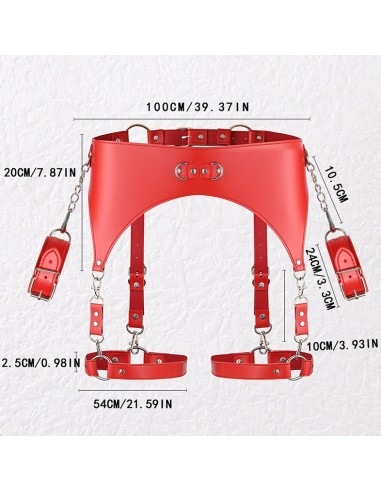Ceinture Porte-Jarretelles et Menottes Rouge