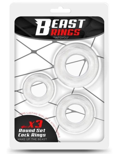 Lot de 3 cockrings souples Beast Rings Transparents