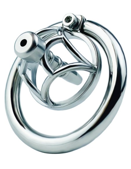 Cage de chasteté en métal avec Plug d'urètre Hexy 3 x 3.3cm