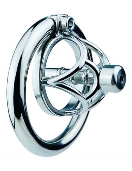 Cage de chasteté en métal avec Plug d'urètre Hexy 3 x 3.3cm