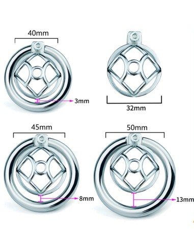 Cage de chasteté en métal avec Plug d'urètre Hexy 3 x 3.3cm