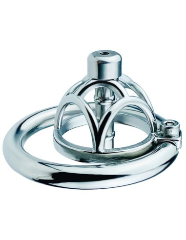Cage de chasteté en métal avec Plug d'urètre Hexy 3 x 3.3cm