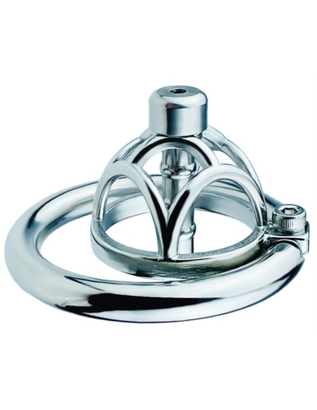 Cage de chasteté en métal avec Plug d'urètre Hexy 3 x 3.3cm