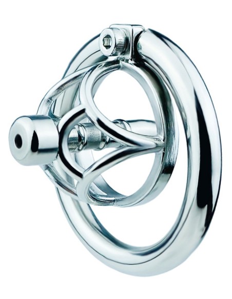 Cage de chasteté en métal avec Plug d'urètre Hexy 3 x 3.3cm