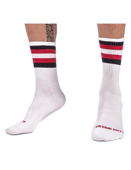Chaussettes HALF SOCKS Stripes Blanc Noir Rouge