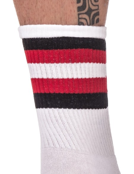 Chaussettes HALF SOCKS Stripes Blanc Noir Rouge