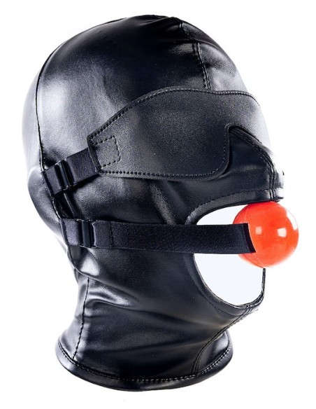 Cagoule SM avec Bâillon et masque Subfull Noire
