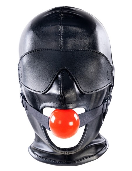 Cagoule SM avec Bâillon et masque Subfull Noire