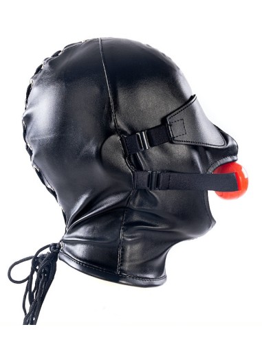 Cagoule SM avec Bâillon et masque Subfull Noire