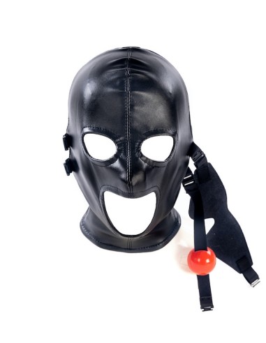 Cagoule SM avec Bâillon et masque Subfull Noire