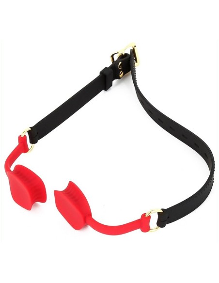Bâillon en silicone Zen Open Noir-Rouge
