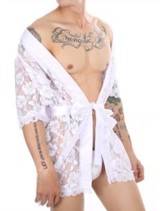 Peignoir court Dentelle Night Lace Blanc