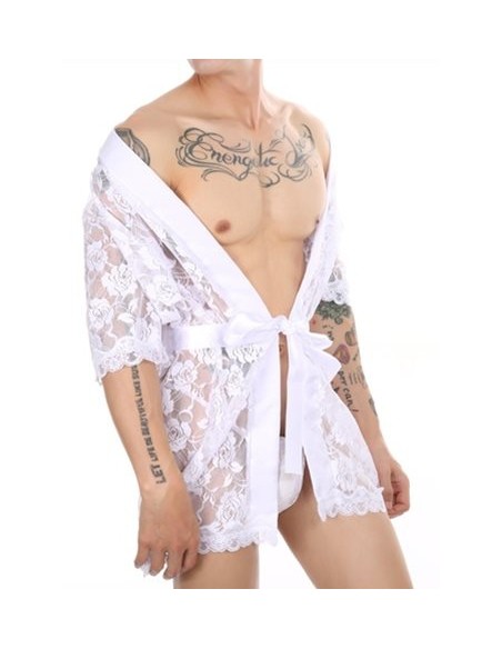 Peignoir court Dentelle Night Lace Blanc