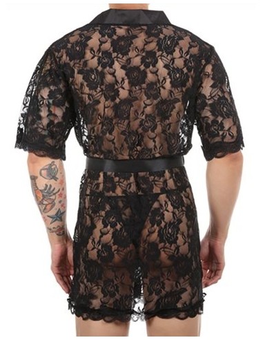 Peignoir court Dentelle Night Lace Noir