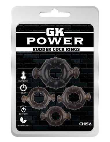 Lot de 4 cockrings Rudder Noirs