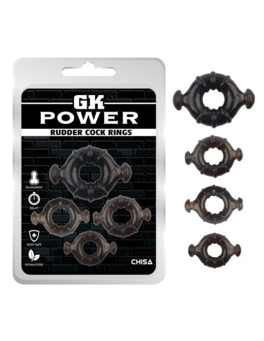 Lot de 4 cockrings Rudder Noirs