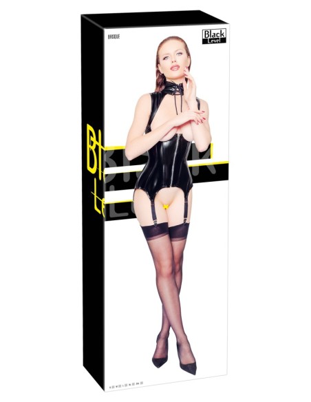 Guêpière Porte-Jarretelles VINYL BASQUE NECK Noire Guêpière Porte-Jarretelles VINYL BASQUE NECK Noire