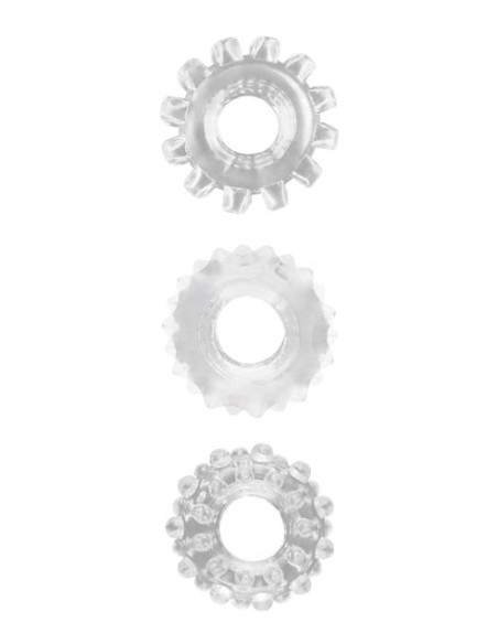 Lot de 3 Cockrings souples GEAR UP Transparents
