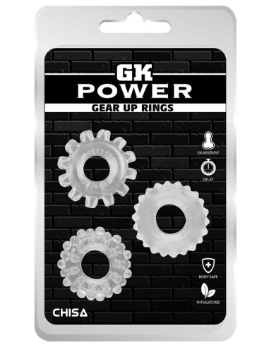 Lot de 3 Cockrings souples GEAR UP Transparents