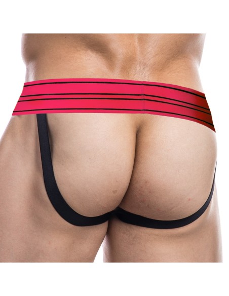 Jockstrap Rugby Noir-Rose neon