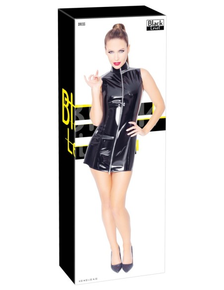 Robe Vinyl Dress Zip Noire