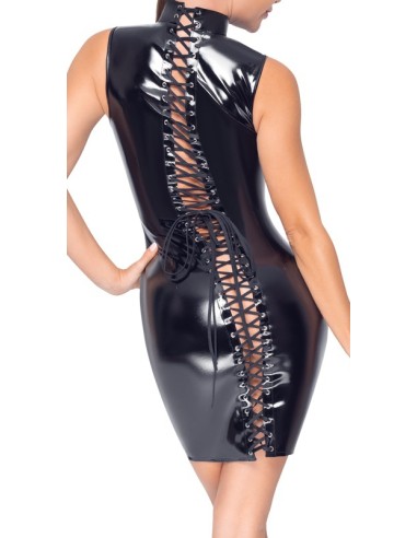 Robe Vinyl Dress Lacing Noire