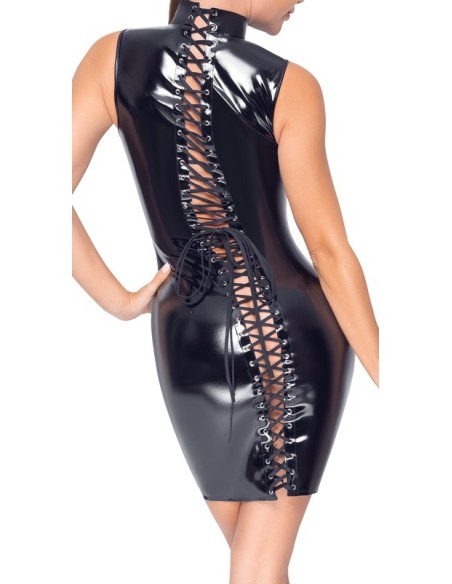 Robe Vinyl Dress Lacing Noire