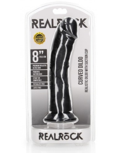 Gode Ventouse Curved RealRock 20 x 4.6cm Noir
